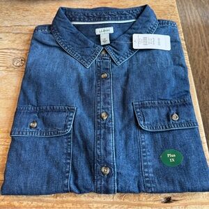 L.L. Bean Denim Button-Front Shirt - Blue